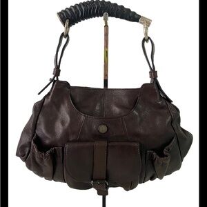 YSL Yves Saint Laurent Mala Mala Horn Bag Brown Leather